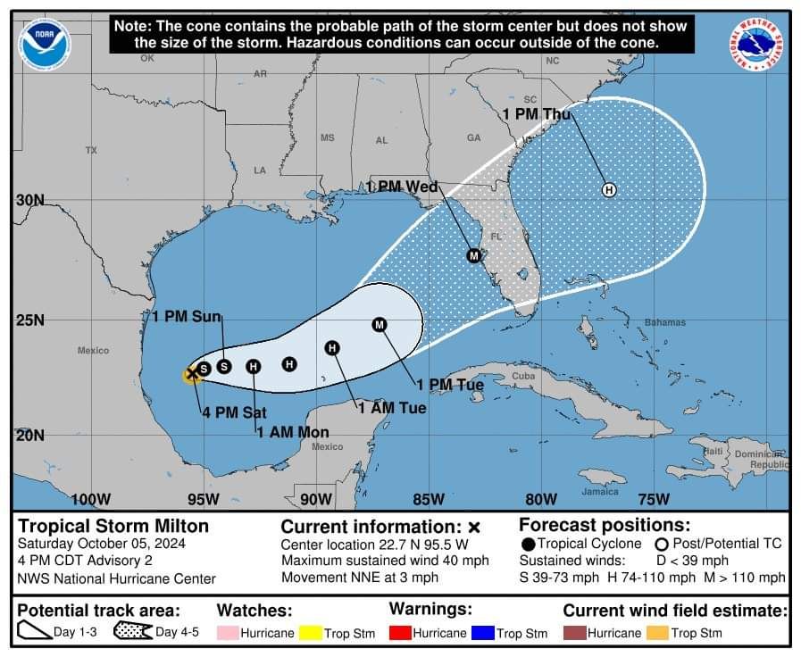 Tropical Storm Milton 11 am Advisory Issued by&nbsp;NOAA