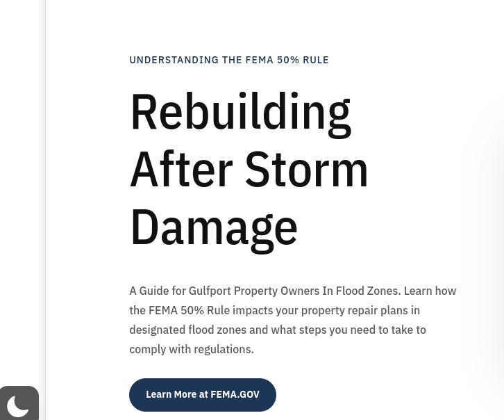 Gulfport Unveils New FEMA 50% Rule Info Page to Guide&nbsp;Residents