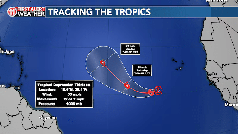 NHC Identifies New Atlantic Weather System as Tropical Depression 13&nbsp;Emerges