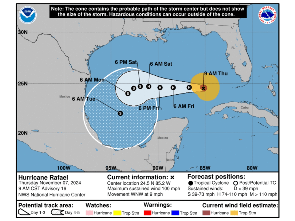 Hurricane Rafael Shifts West: Latest Impact Forecast for&nbsp;Florida