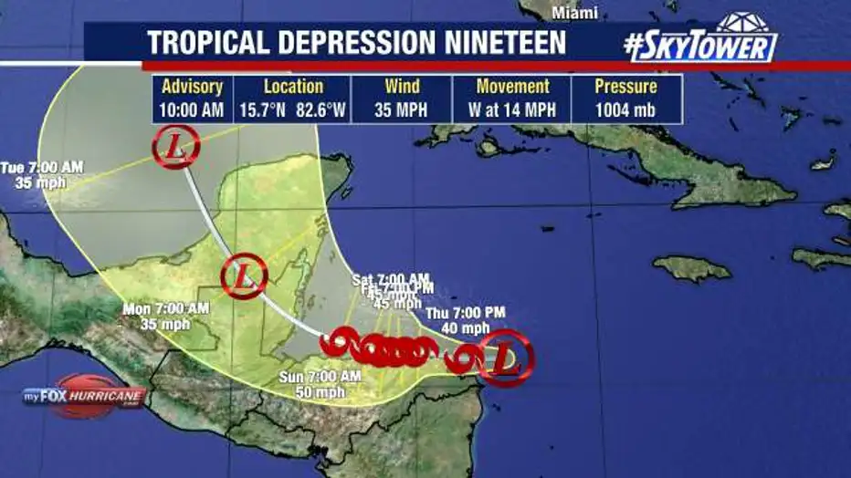 Tropical Depression 19 Expected to Become Hurricane Sara by This Weekend