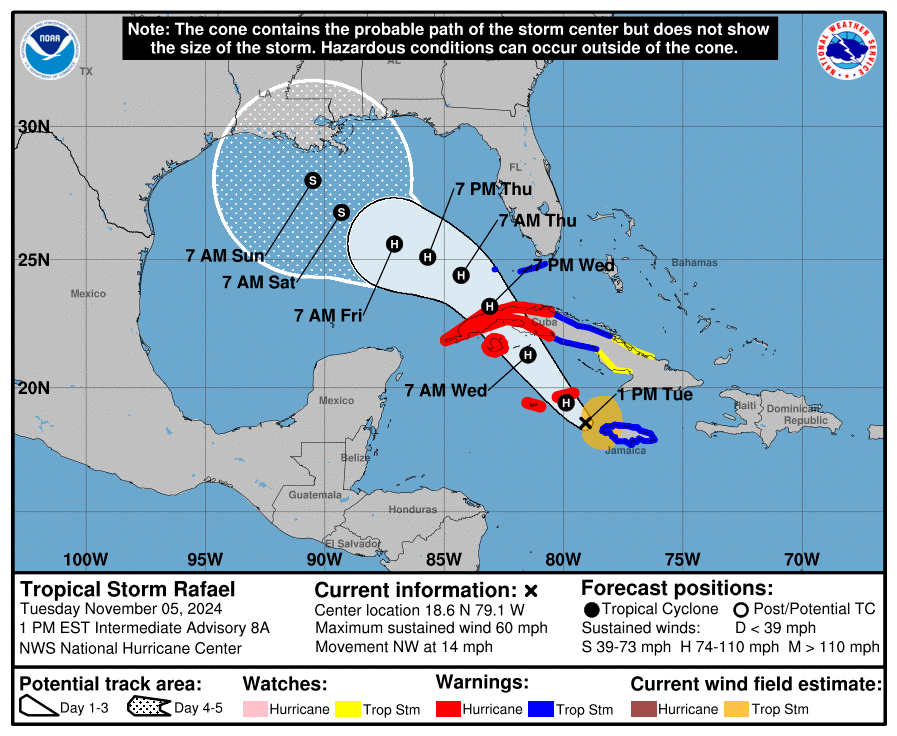 Tropical Storm Rafael Intensifies as It Moves Through the&nbsp;Caribbean