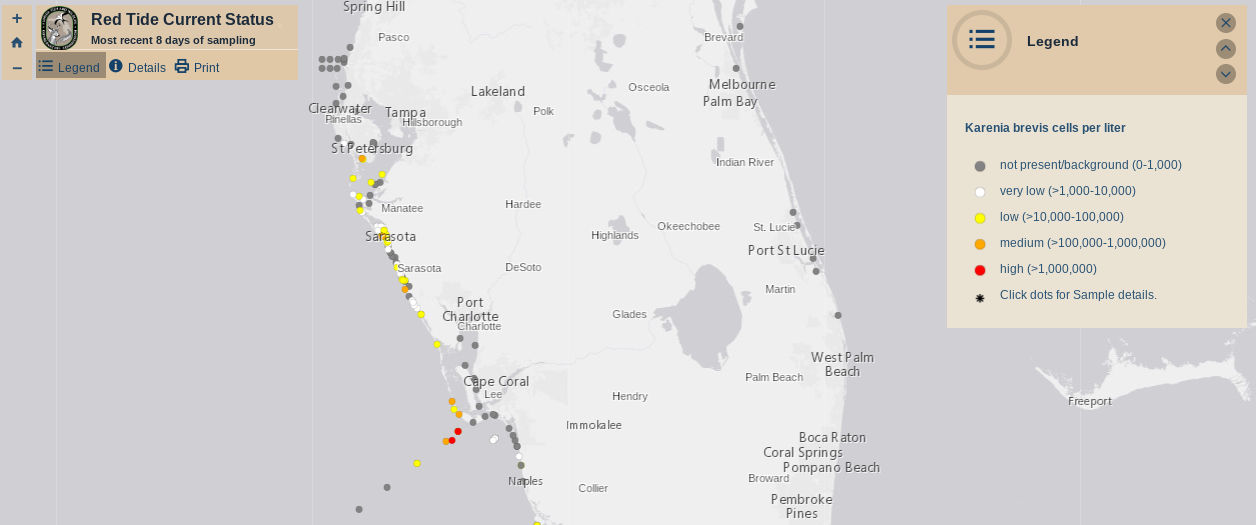 Red Tide Shifts Southward as Cooler Weather Intervenes