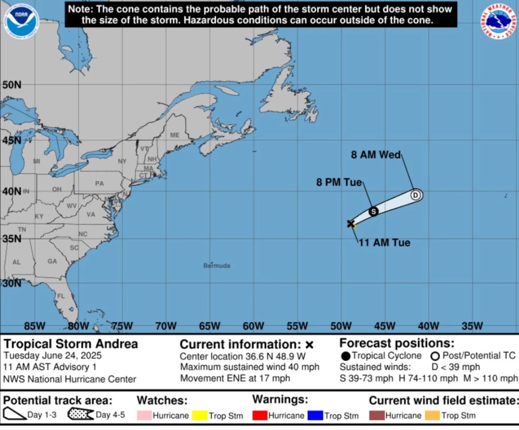 Tropical Storm Andrea Becomes First Named System of 2025 Hurricane&nbsp;Season